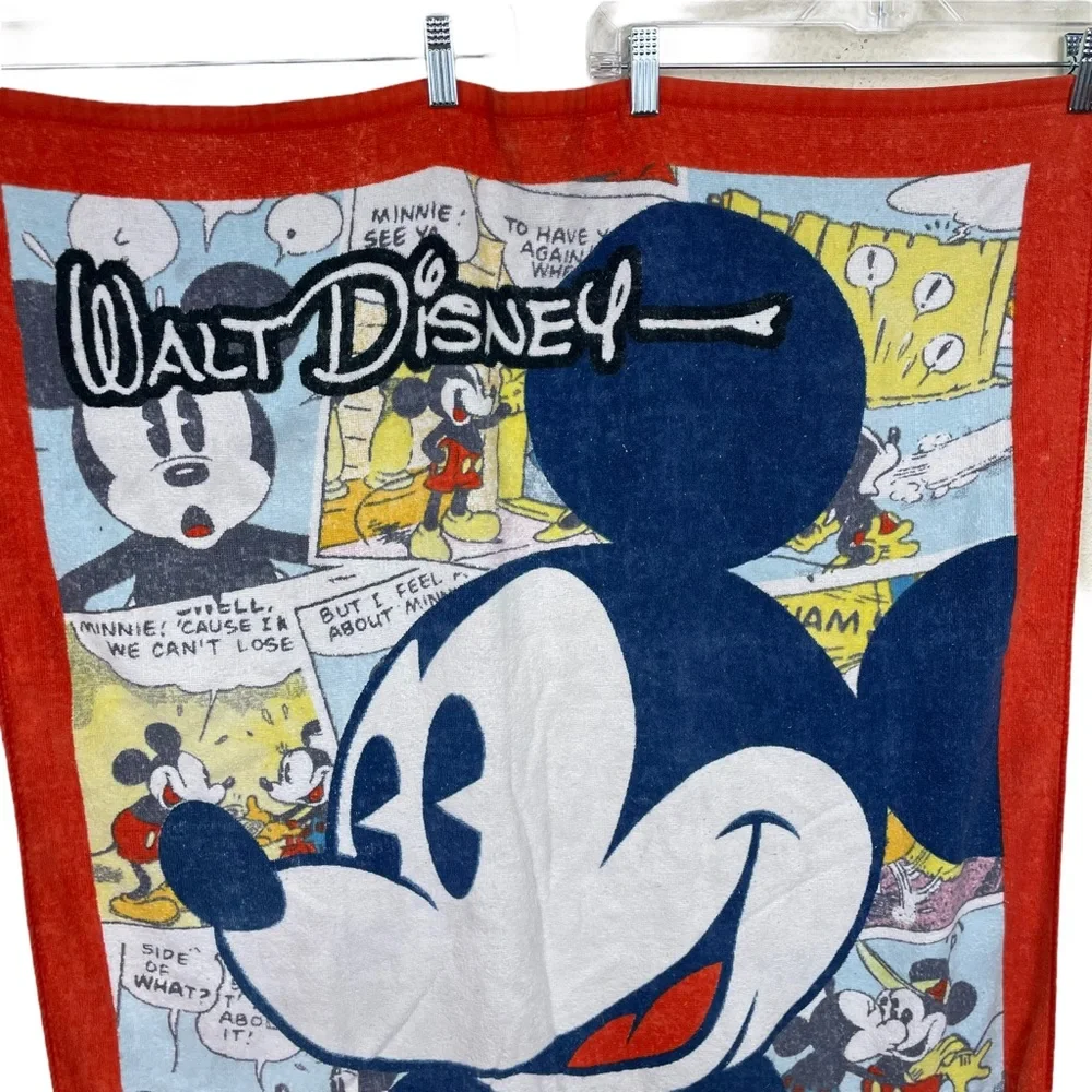 Vintage Disney Mickey Mouse Cartoon Beach Towel Minnie Goofy Donald Duck 40”x56”